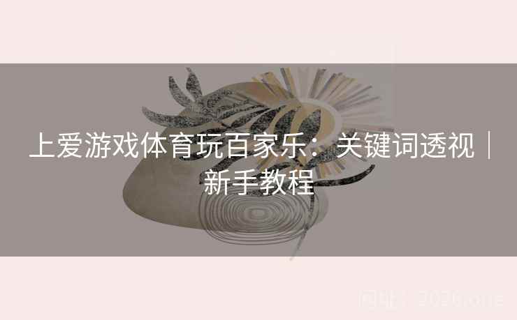 上爱游戏体育玩百家乐：关键词透视｜新手教程